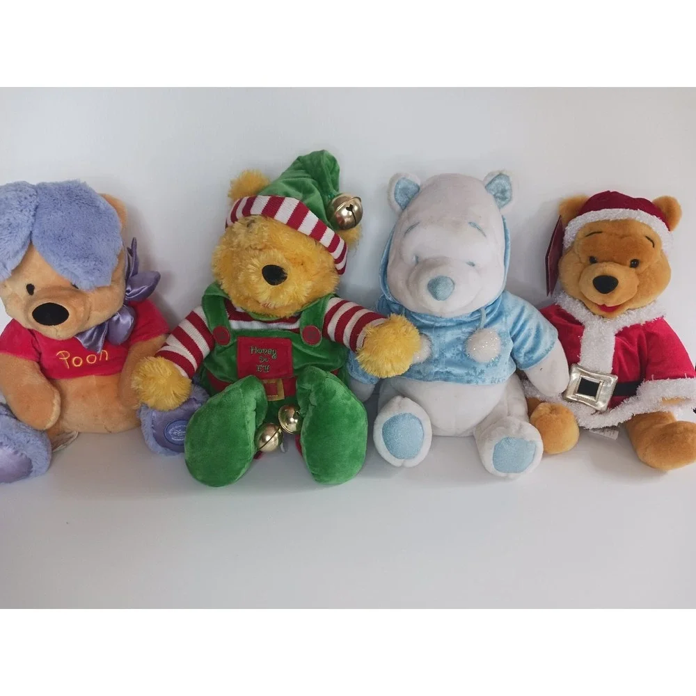 4 Winnie the Pooh Plush Honey Do Elf, Santa, Easter Bunny, Snowflake Pals